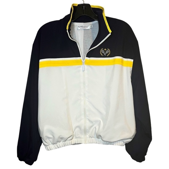Vintage Unisex Wimbledon Jacket Size Small Blue White Yellow - Picture 2 of 7